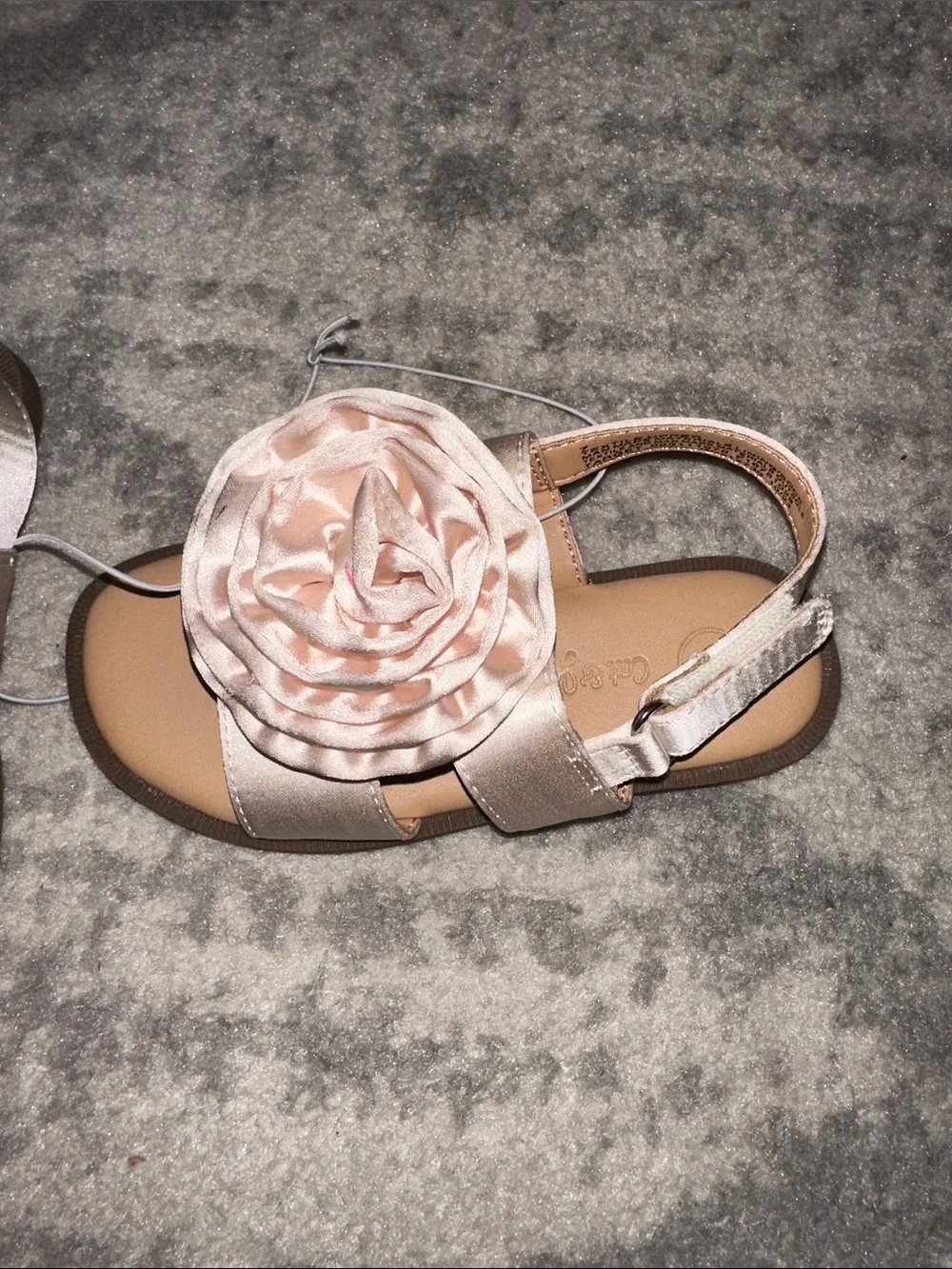Carter's Girls Blush Satin Rose Strap Sandals